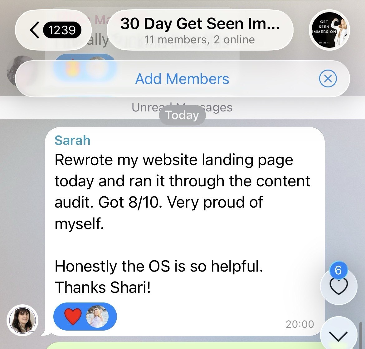 Sarah testimonial